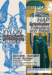 Xylon Holzschnitt Vereinigung Druckreif, HAP Grieshaber: Totentanz von Basel